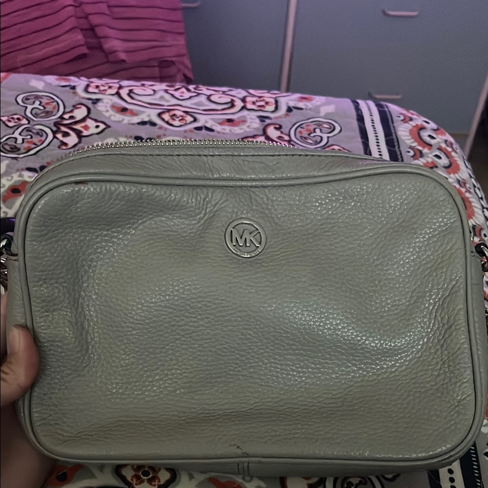Michael Kors Gray Belt Bag with Pebbled Leather